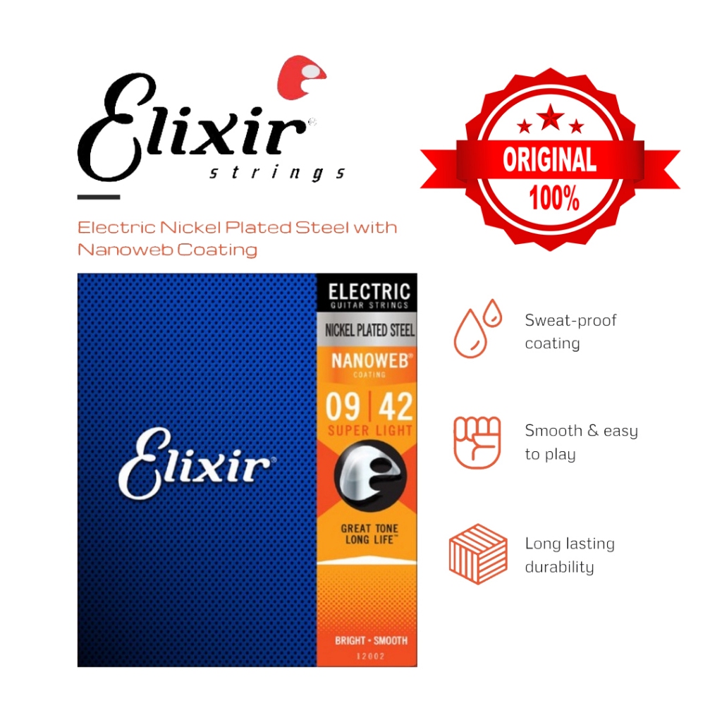 [ORIGINAL] ELIXIR Nanoweb Electric Guitar Strings Baritone 7 String 8 ...