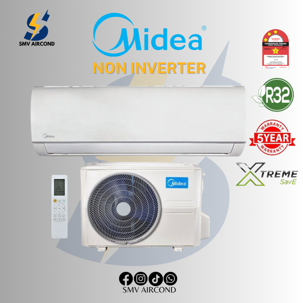 MIDEA R32 Non Inverter 1.0HP 1.5HP 2.0HP 2.5HP Air Conditioner LOWEST