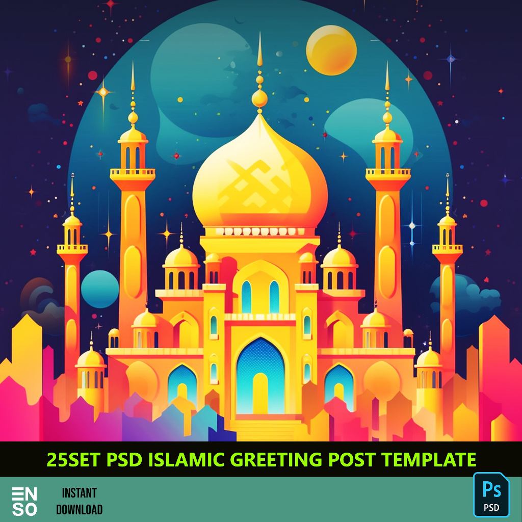 25-Set PSD Islamic Greeting Post Template Design | Editable PSD Design ...