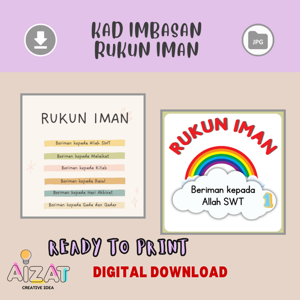 PDF [softcopy] Rukun Iman Kad Imbasan Flashcard Poster AKtiviti TABIKA ...