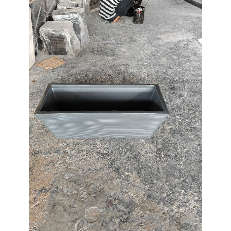 RICO Z2 Grey Slant Line Planter box Fiberglass Flower Pot Pasu Bunga ...