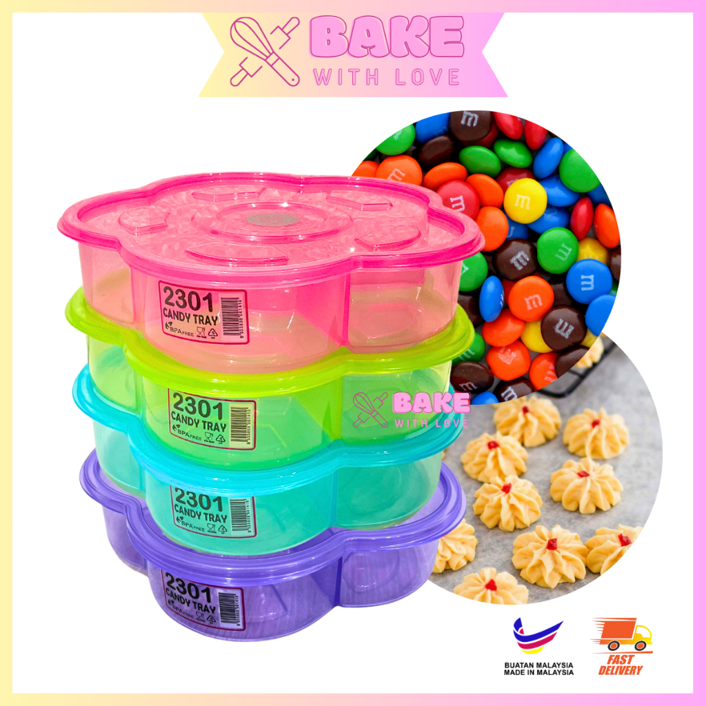 6 Compartments Flower Shape Candy Snacks Tray/ Bekas Kuih Raya/ Candy ...