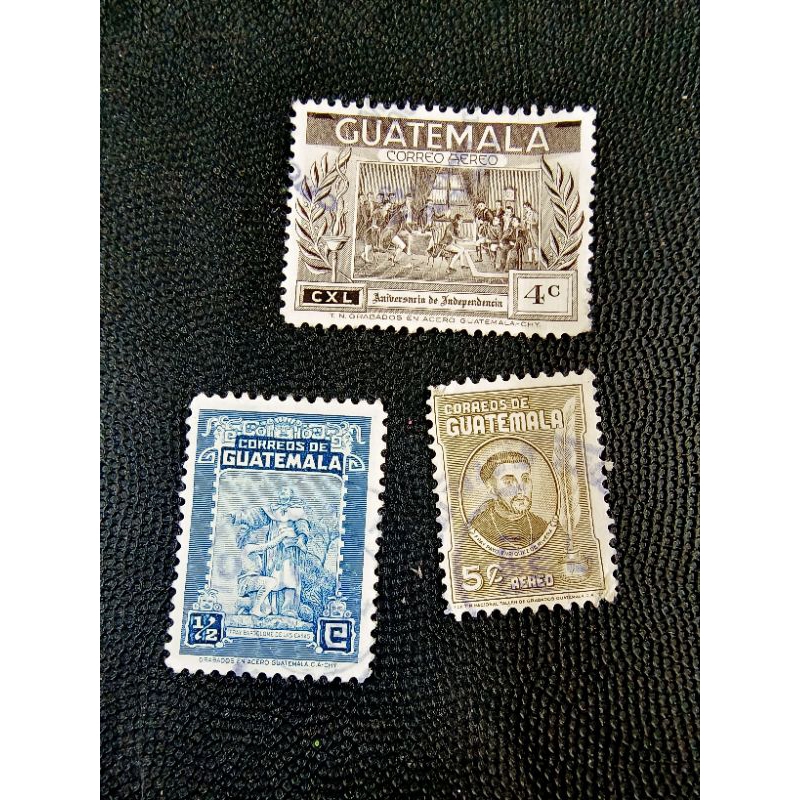 GU05 old and rare Guatemala genuine postage stamps 3 diff mixed used ...