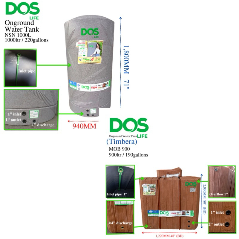 700 1000 1500 2000 Liter DOS Life Combac Nano Onground Water Tank ...