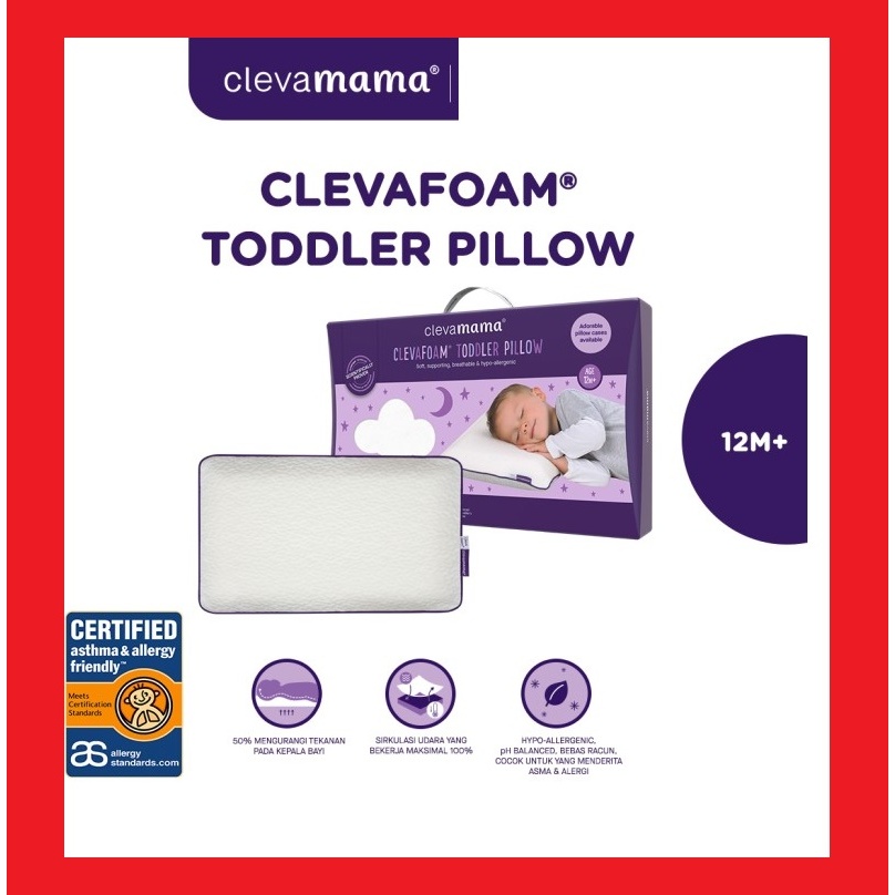 Clevamama ClevaFoam Toddler Pillow for Toddlers Age 12Months and above