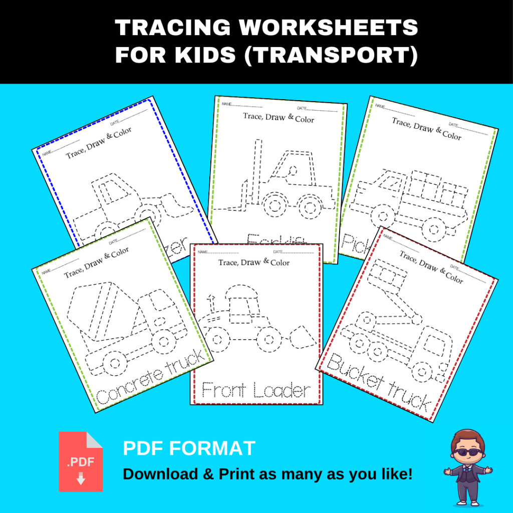 (PDF) Tracing Worksheets for Kids (Transport) -12 pages | Shopee Malaysia