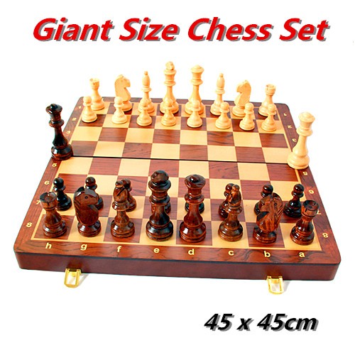 Premium Wooden International VIP Chess Set Walnut Chess Board 45 x 45cm ...