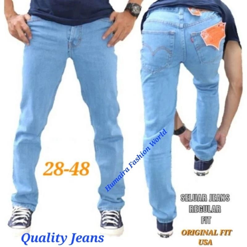 Seluar Jeans Lelaki Cutting Straight Cut Leg 28-48 Men's Long Pant ...