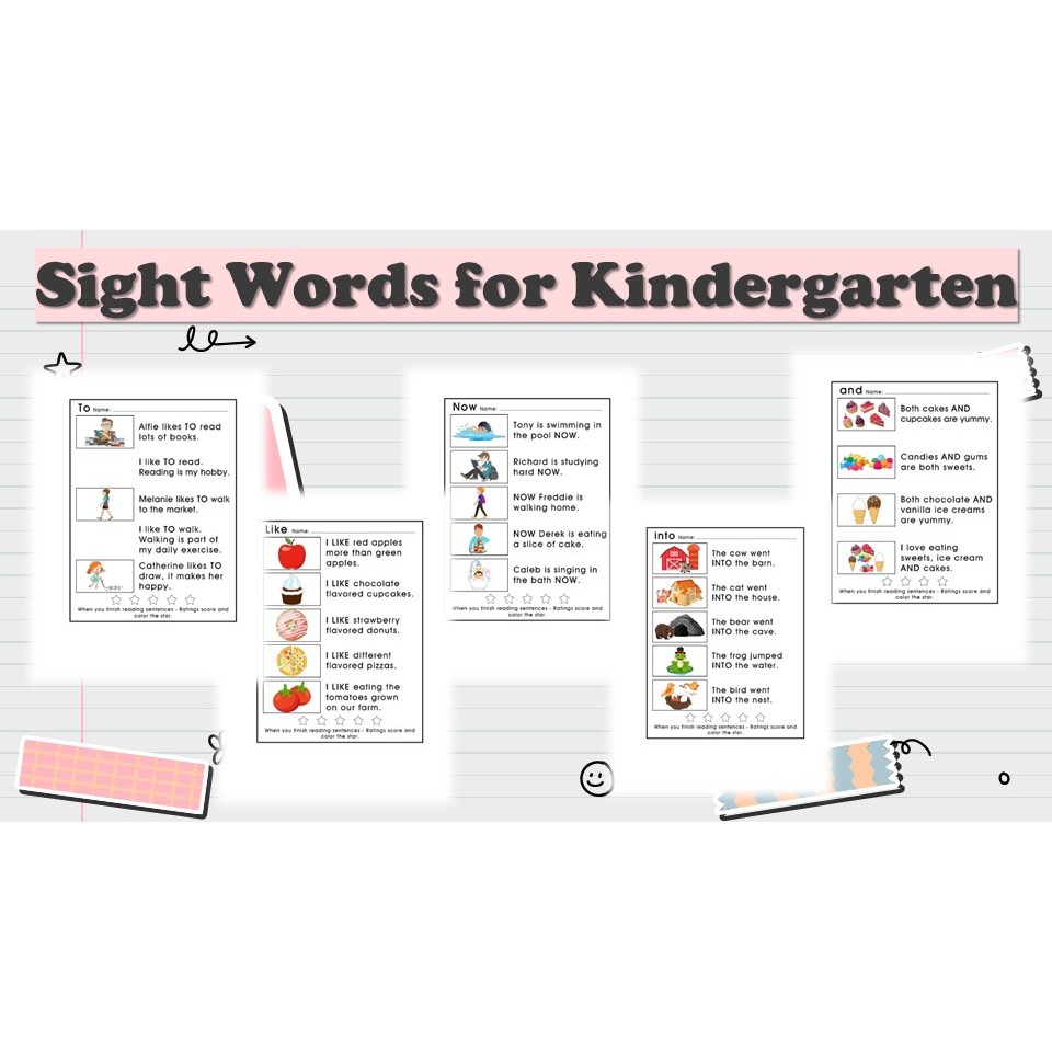 [P268] 63 pages Sight Words for Kindergarten Worksheet for Pre-school ...