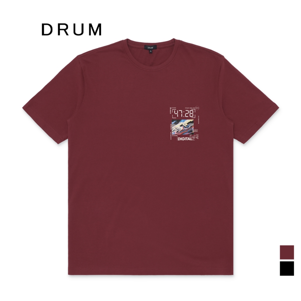 DRUM Digital Graphic 2 Side Print Tee- Maroon/Black | Shopee Malaysia