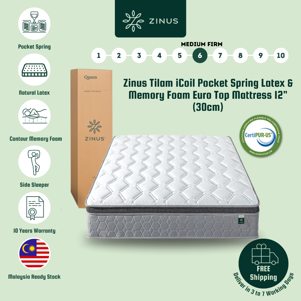 [FREE SHIPPING] Zinus Tilam iCoil Pocket Spring Latex & Memory Foam