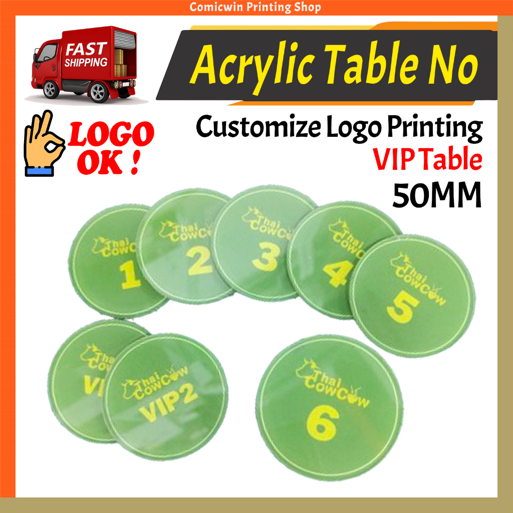 Customize Acrylic Table Number (50mm Round) Restaurant Table Number ...