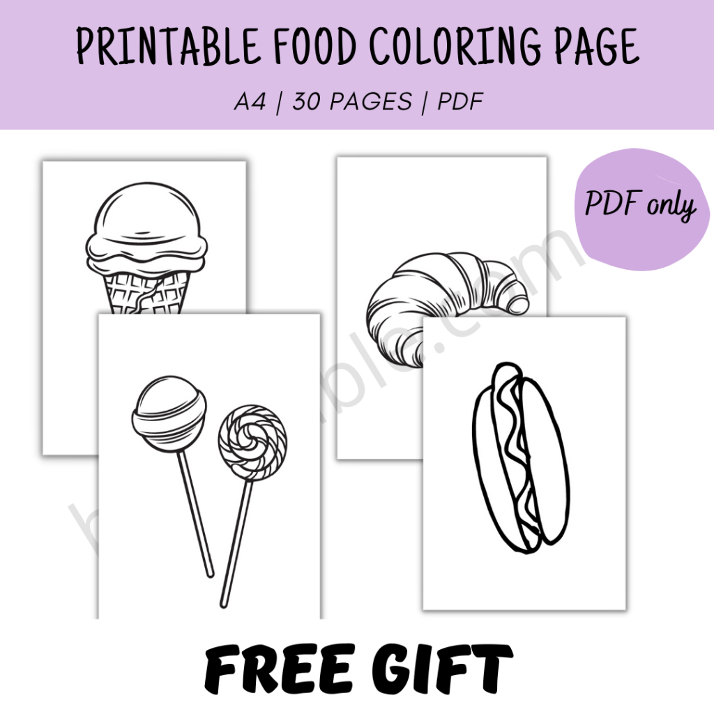 [PDF] Buku Warna Printable Food Colouring Book For Kids, Kids Coloring