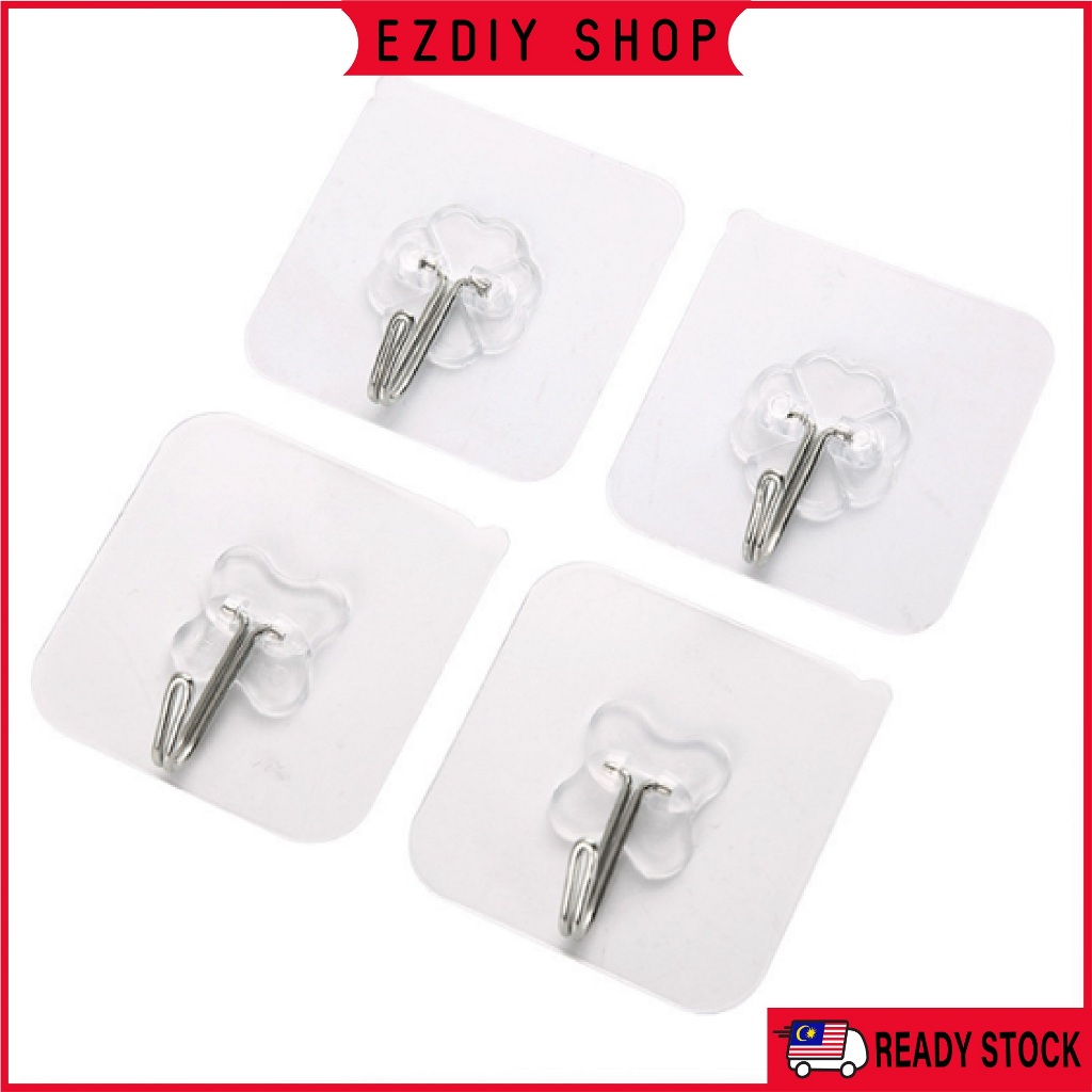 (1 pcs) Magic Hook Transparent Wall Kitchen Without Nails Strong Sticky ...