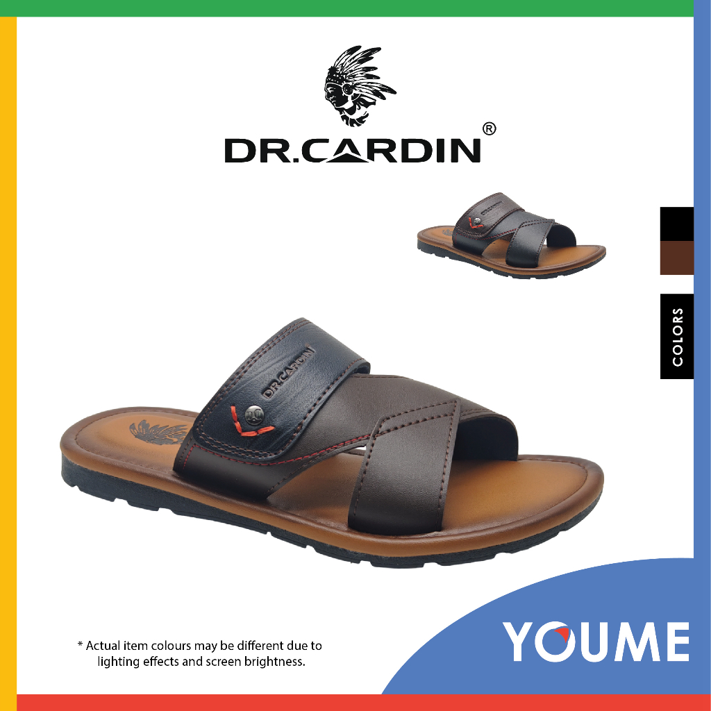 DR CARDIN D-GTK-8000 Men Traditional Faux Leather Cross Straps Slides ...