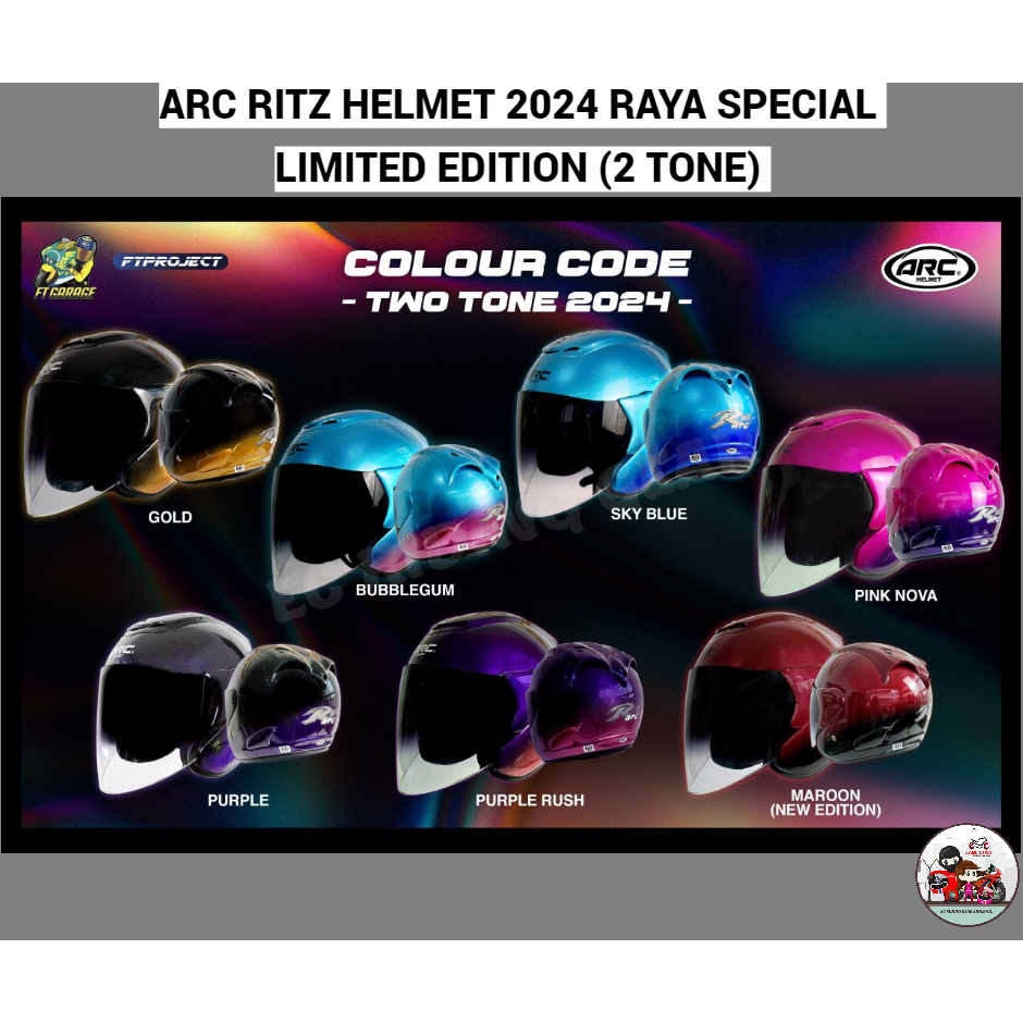 ARC RITZ HELMET 2024 RAYA SPECIAL LIMITED EDITION (2 TONE) | Shopee ...