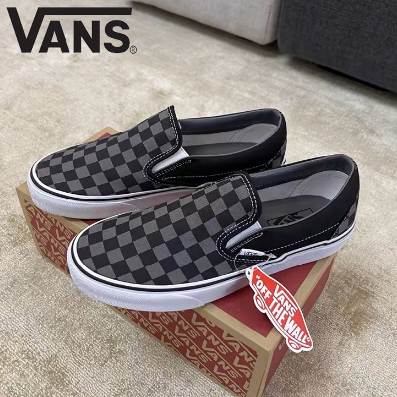 🇲🇾Malay Stock Vans SLIP-ON Black&Grey Chessboard Low Top Men's&Women's ...