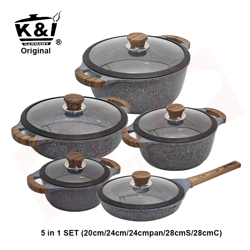 [JJP] k&i GERMANY/ 10pcs Full lid GRANITE LINE Cookware/ Pot Set
