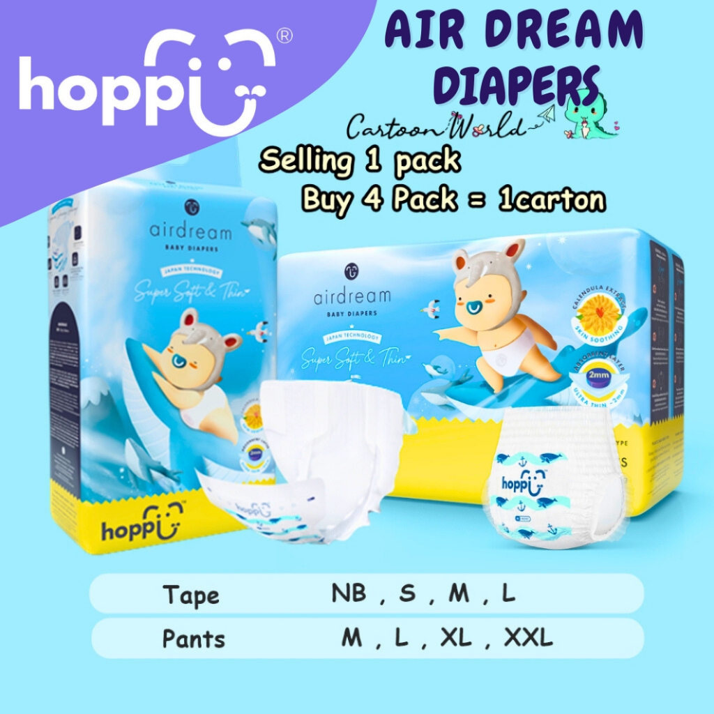 Hoppi AirDream Baby Diaper Pants 2mm Ultracore Technology Diapers Nipis ...