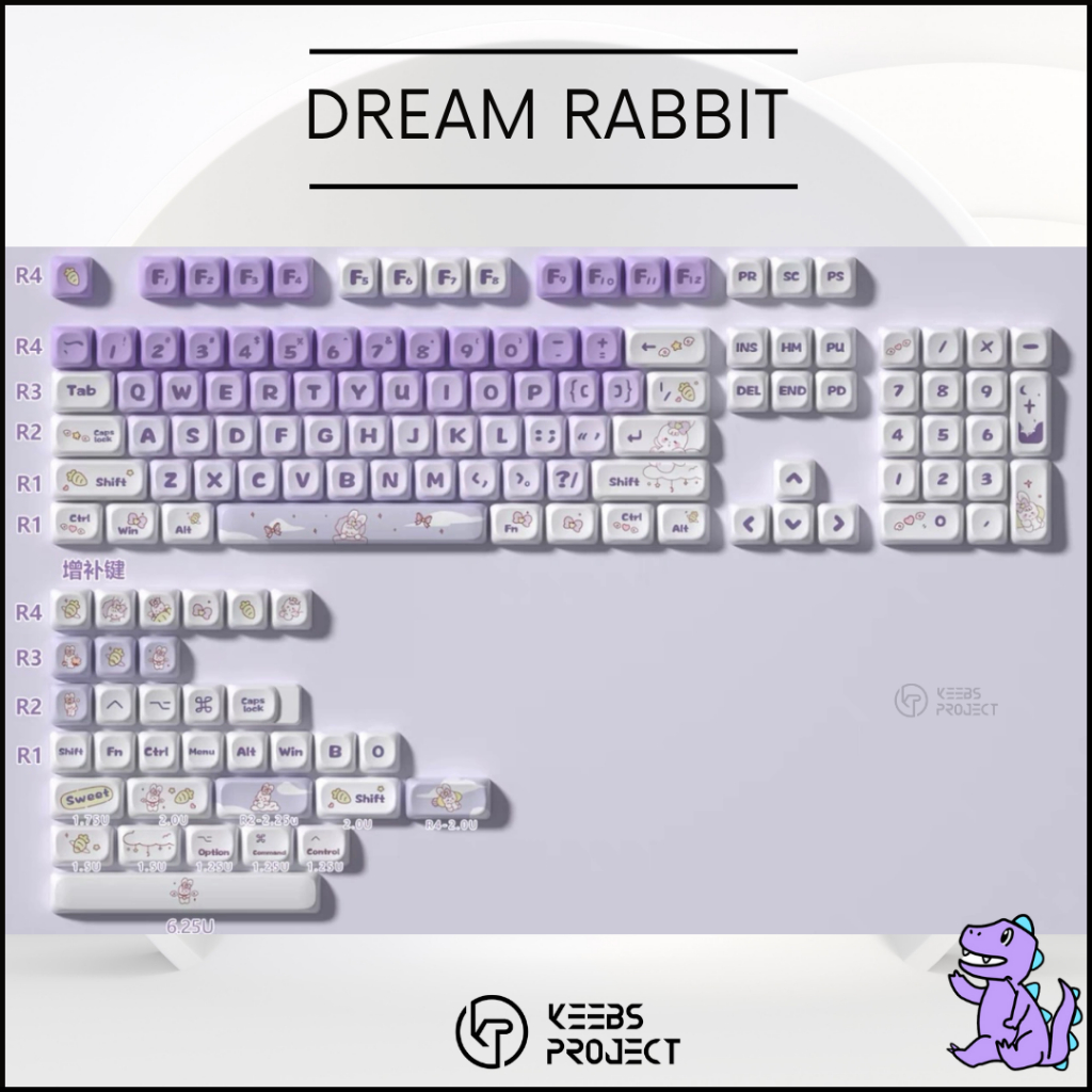 [READY STOCK] Dream Rabbit 2 PBT Moa Profile Keycap Set for Mechanical ...