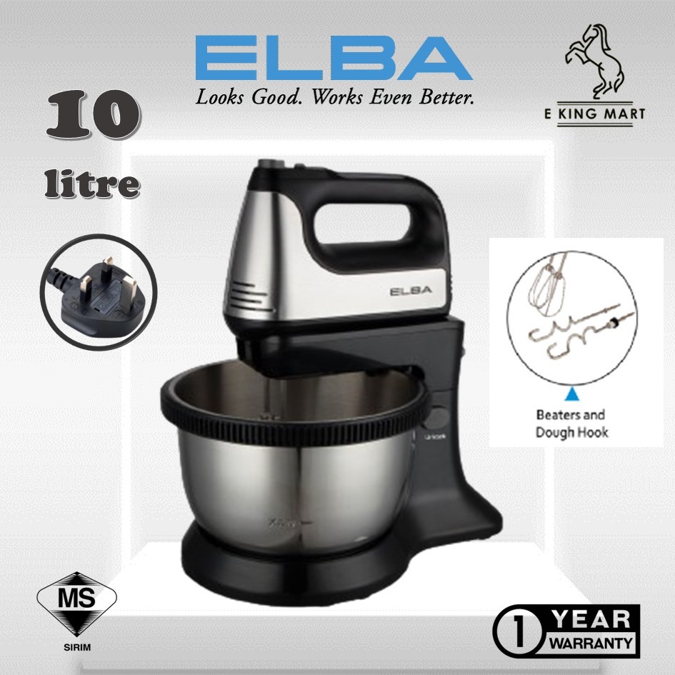 ELBA Stand Mixer Stainless Steel 3.4L Bowl 300 watt 5 Speed Self
