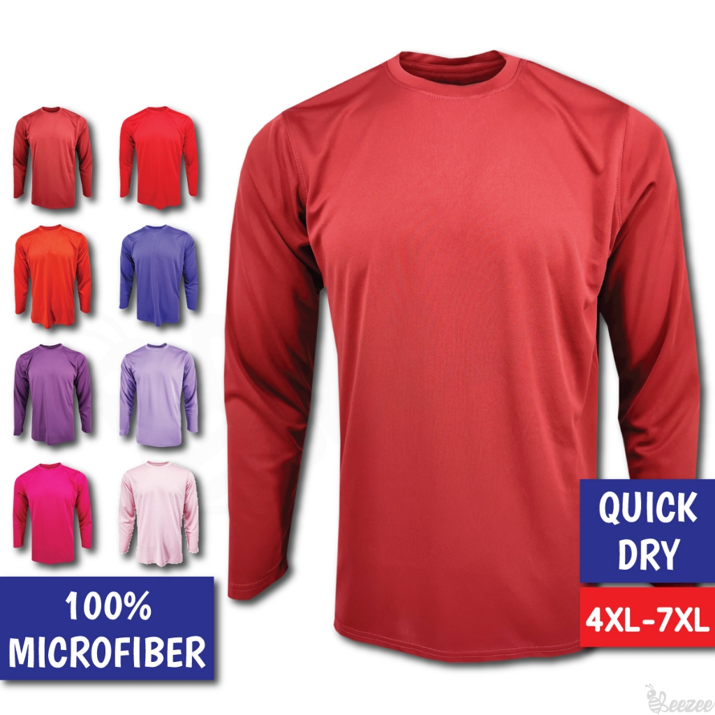 Plus Size Tshirt Lengan Panjang Saiz 4XL 5XL 6XL 7XL Quick Dry Jersey