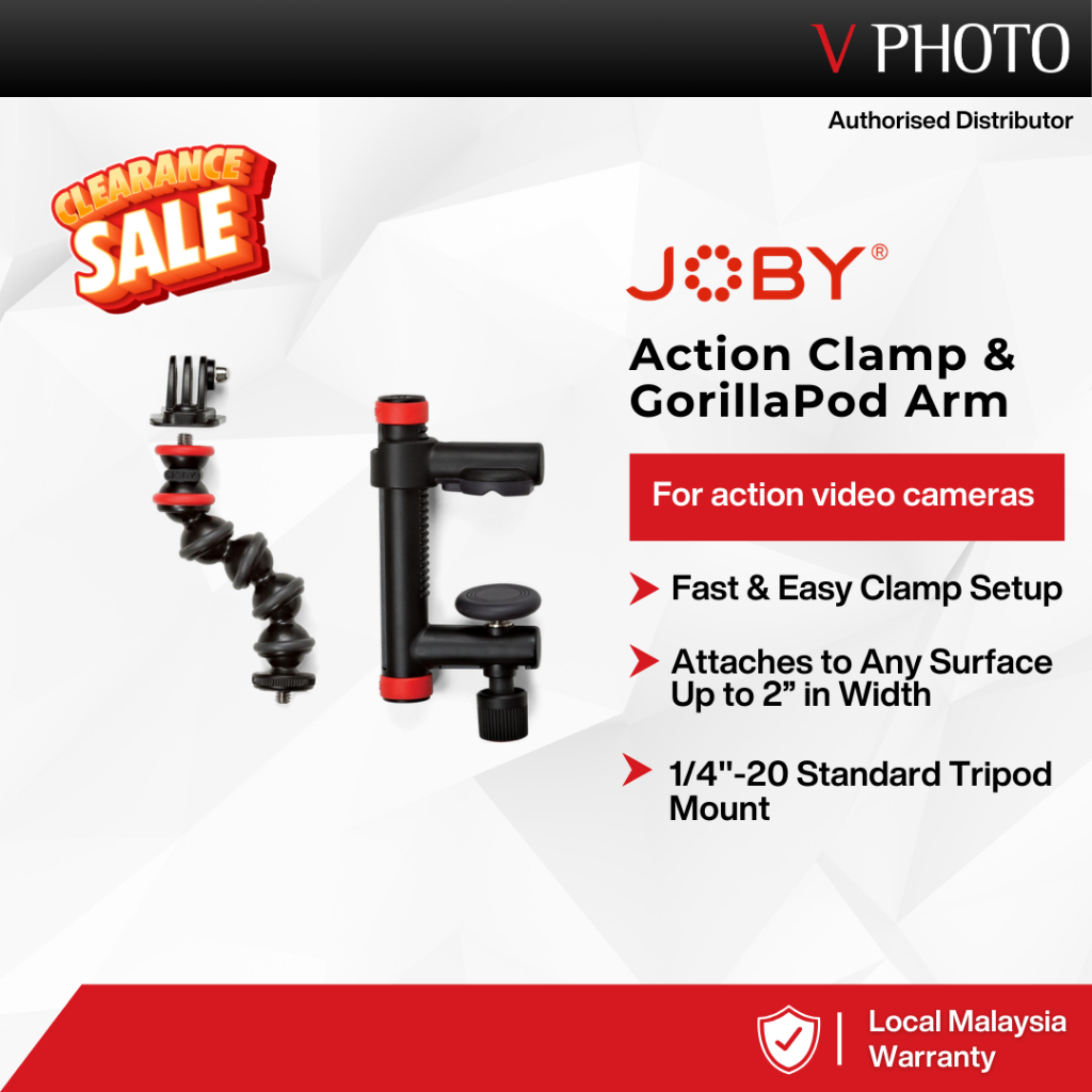 Joby Action Clamp + GorillaPod Arm – Pince Pour Caméra D’action – Neuf