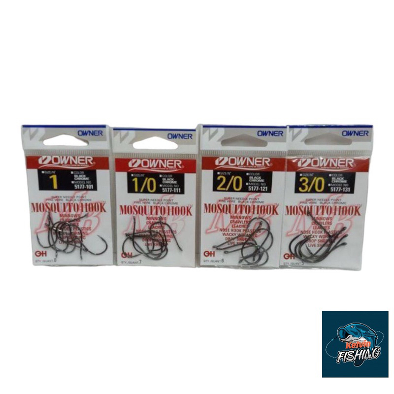 Owner Mosquito Bass Hook Size 6/0 - 3 Pack, Black Chrome (Model 5177-161) - View #12