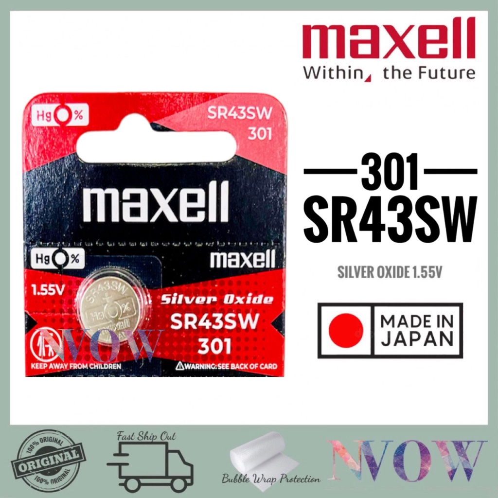 Maxell SR43SW 301 Silver Oxide 1.55V Battery JAPAN (100% Genuine ...
