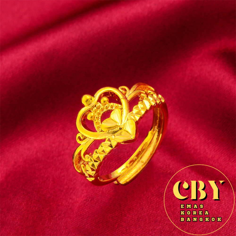 Cincin Adjustable Emas Bangkok 916 Ring 24K Gold Plated Jewellery F Shopee Malaysia