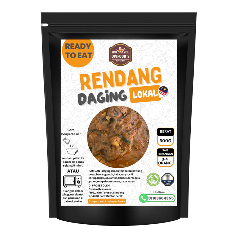 READY TO EAT RENDANG DAGING TEMPATAN BY OWFOODS | Shopee Malaysia