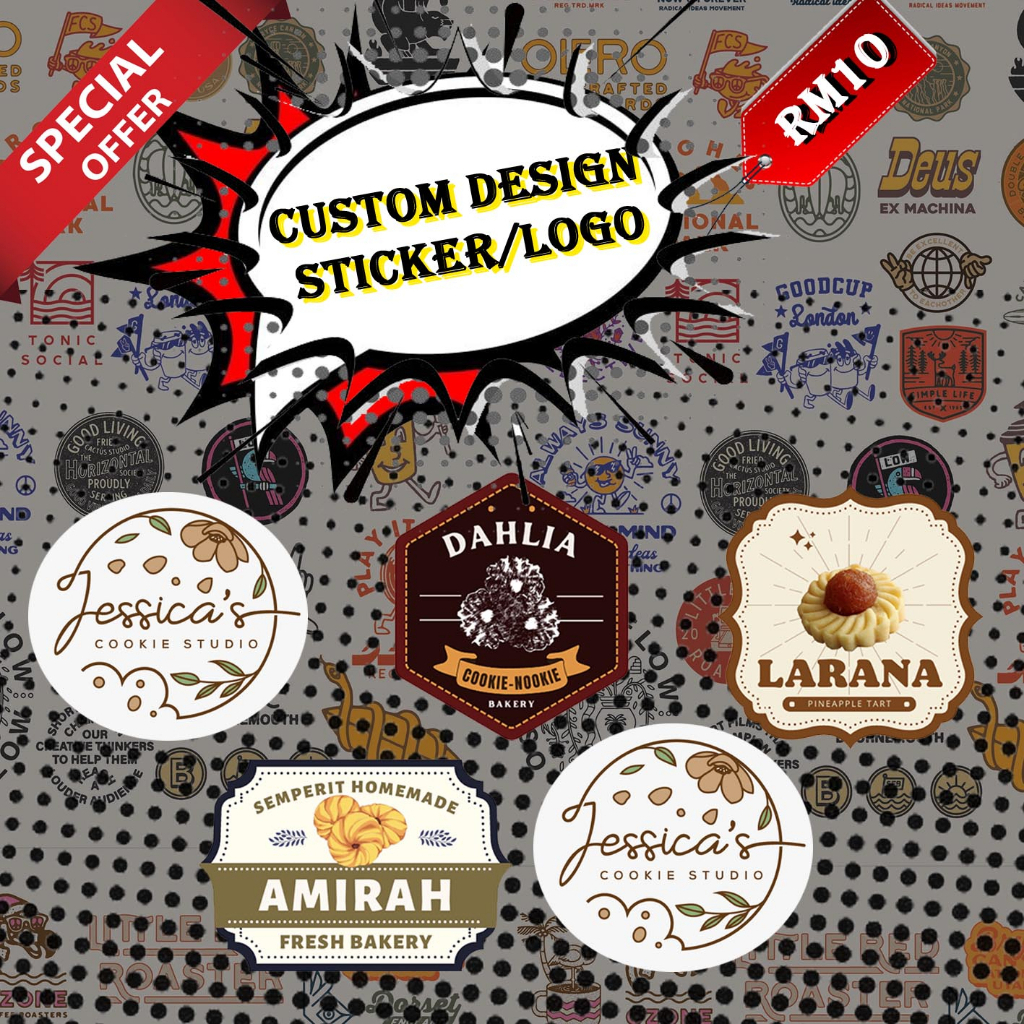 CUSTOM STICKER/ LABEL PRODUK/ LOGO / KUIH RAYA/ BISKUT RAYA/ CUSTOM ...