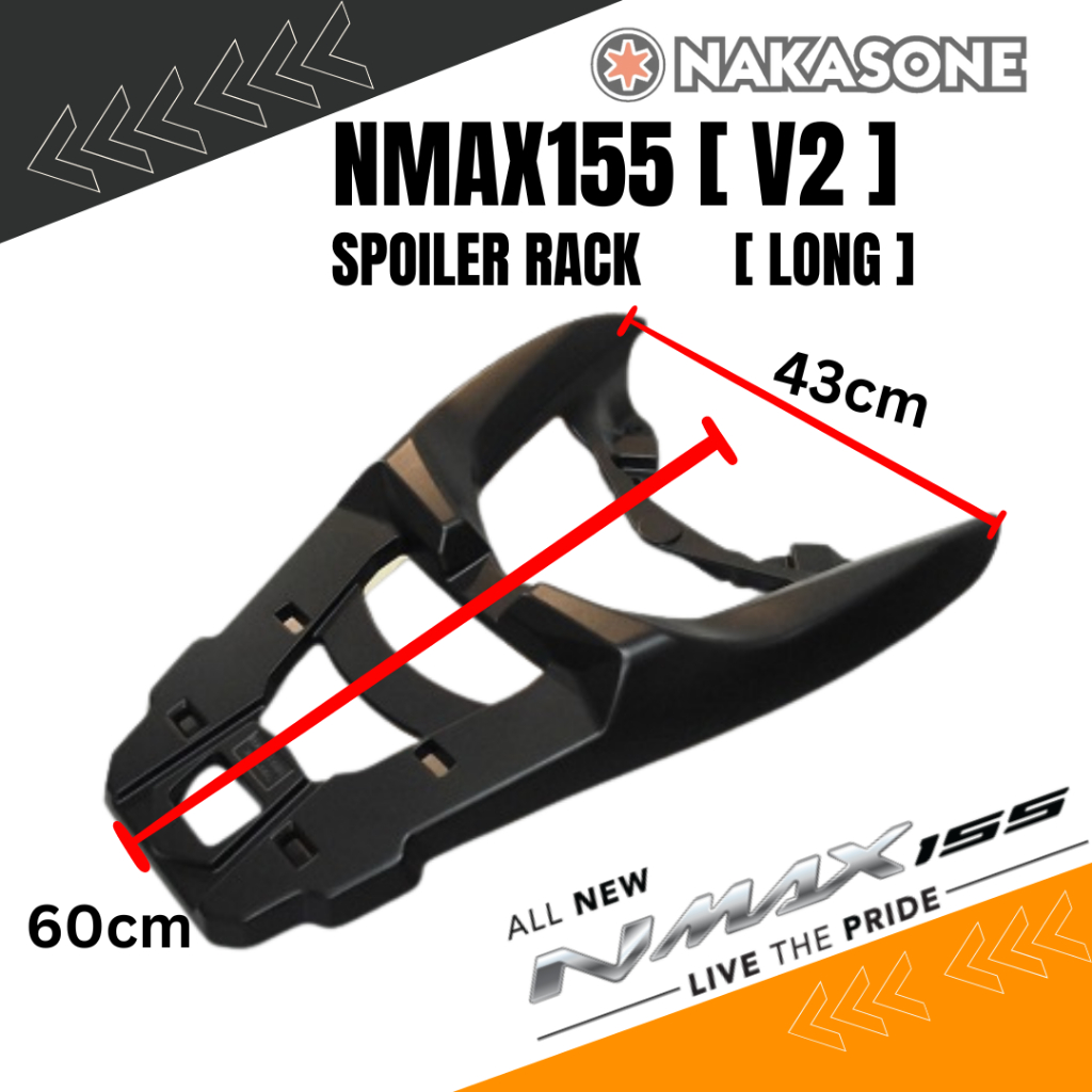 YAMAHA NMAX V2 [LONG] SPOILER RACK REAR RACK MONORACK TOP BOX RACK L ...