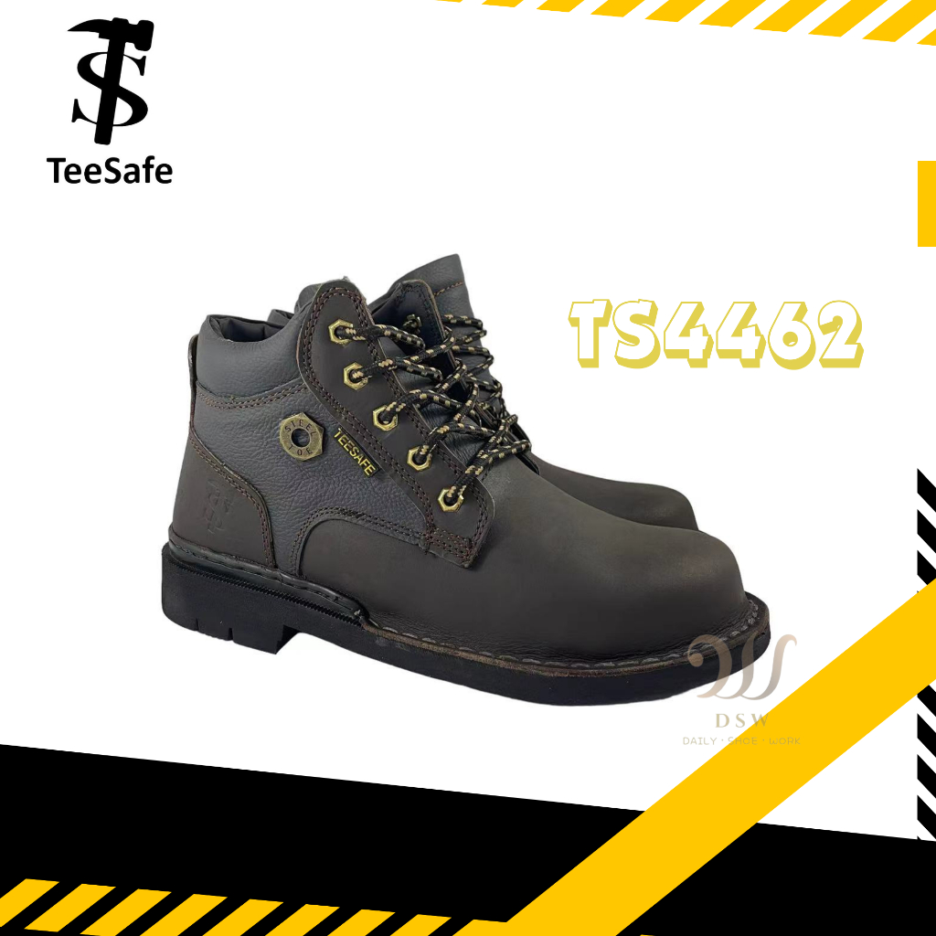 TS4462 TEESAFE Mid Cut Lace up Safety Shoes Genuine Cow Leather/Kasut ...