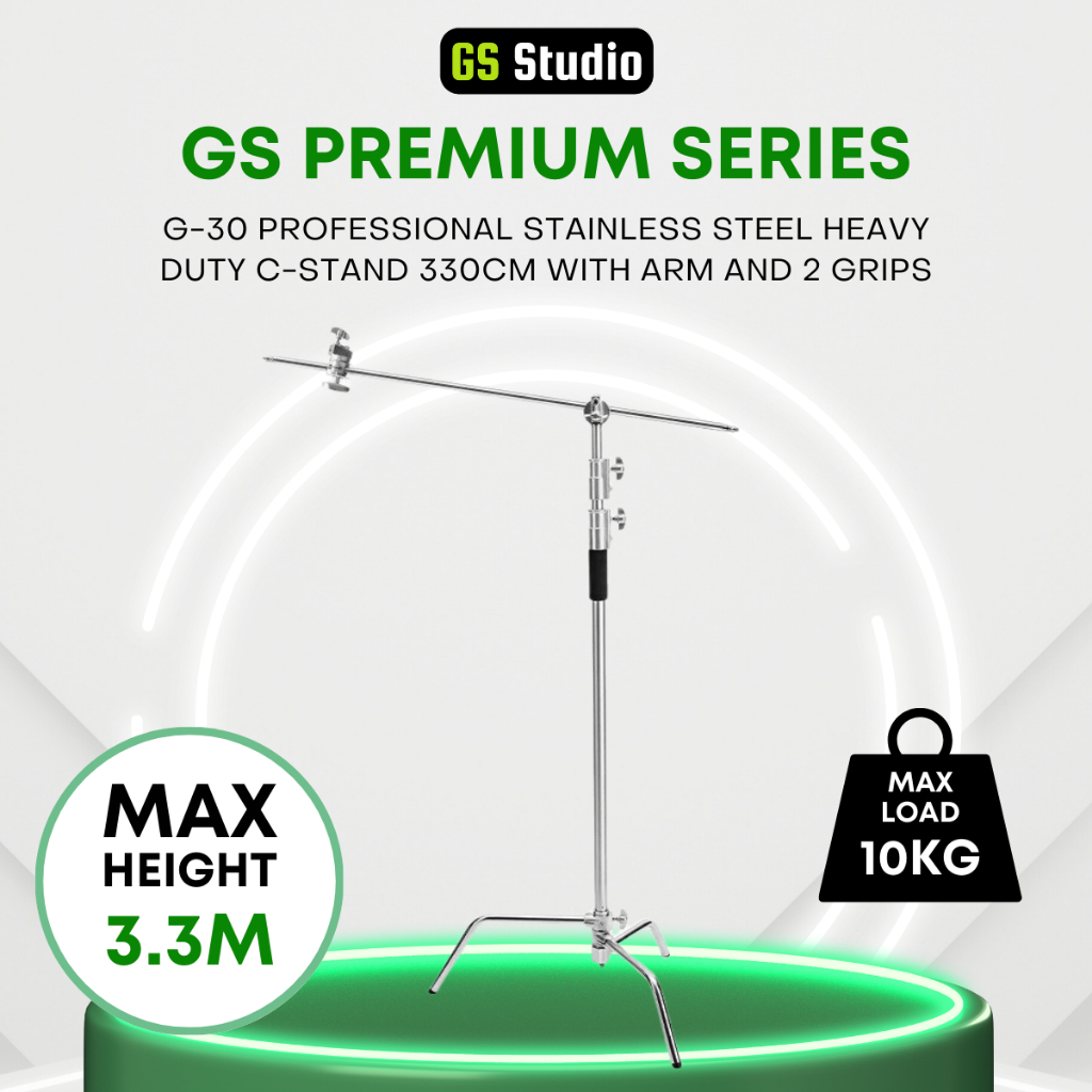 GS G-30 PREMIUM SERIES PROFESSIONAL STAINLESS STEEL HEAVY DUTY C-STAND ...