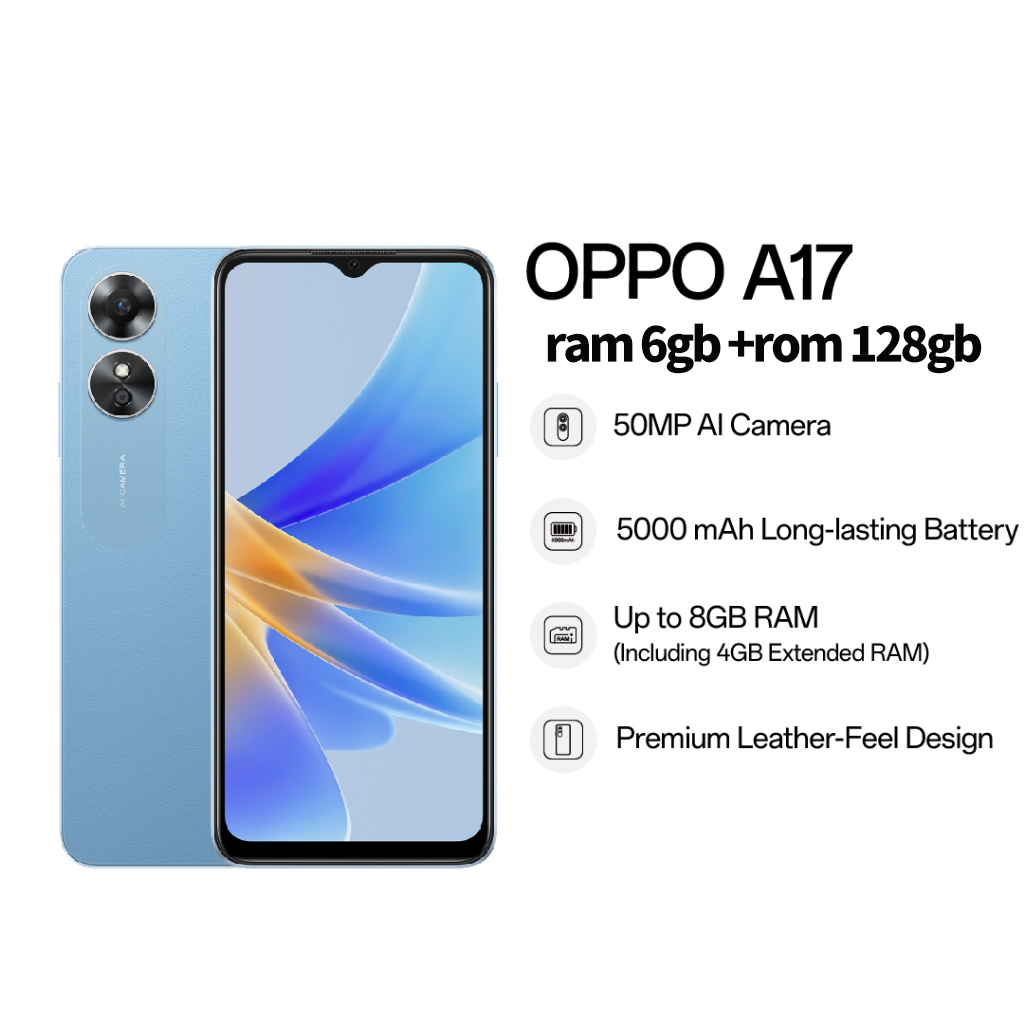 OPPO A17 Smartphone | 6GB RAM + 128GB ROM | Up to 8GB Expandable Memory ...