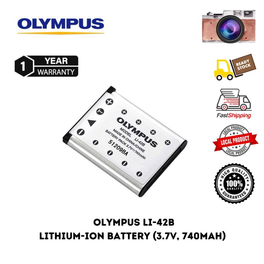 Olympus LI42B Rechargeable LithiumIon Battery (3.7V, 700mAh) (1 Year