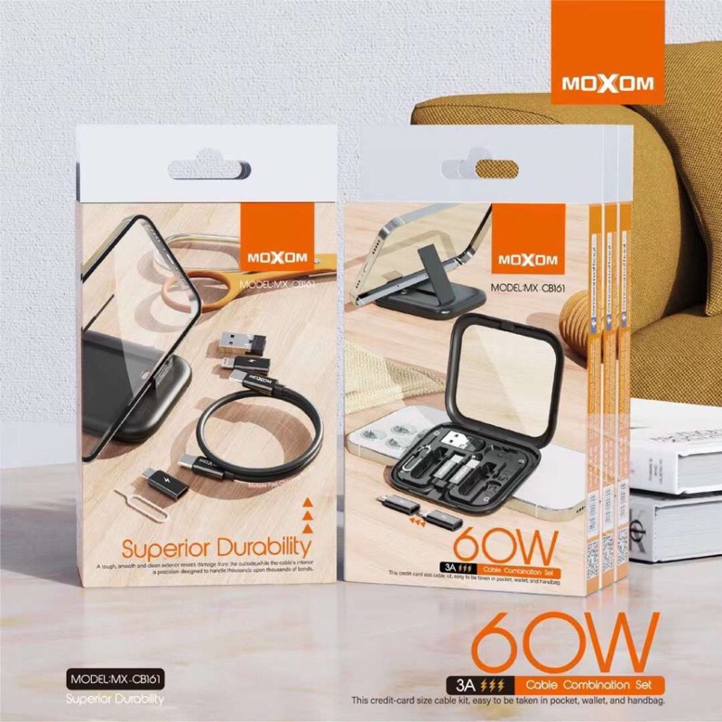 Moxom MX-CB161 Superior Durability Cable with box Multiple 3A 60W PD ...