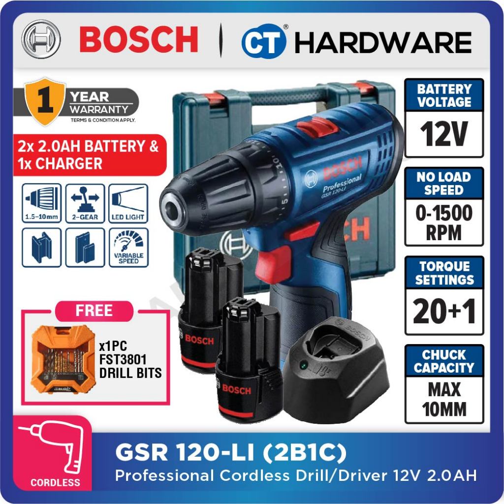 BOSCH GSR120-LI (GEN 2) PROFESSIONAL CORDLESS DRILL DRIVER