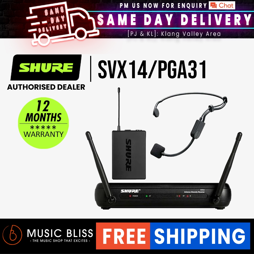 Shure SVX14/PGA31 Headworn Wireless Microphone System, SVX4 Diversity