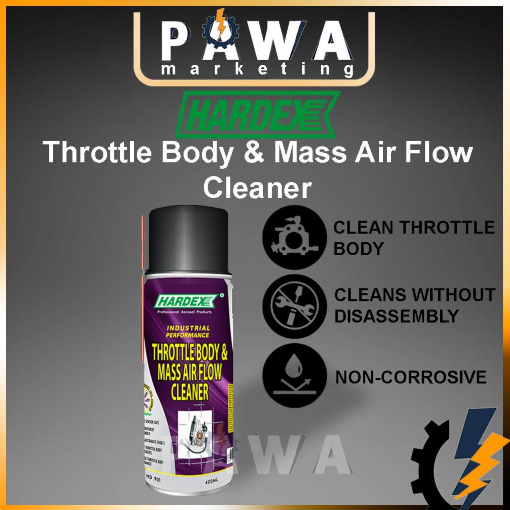 Pawa HARDEX Throttle Body & Mass Air Flow Cleaner Cuci Throttle Body Kereta 400ML (HD 901