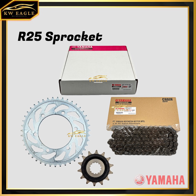 YAMAHA R25 / MT25 SPROCKET SET 14T / 43T + CHAIN 520 DID KIT SET ...