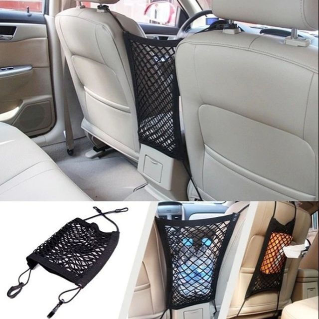 Car Seat Multi-Pocket Tissue Storage Bag Organizer Mesh Net Myvi Bezza ...