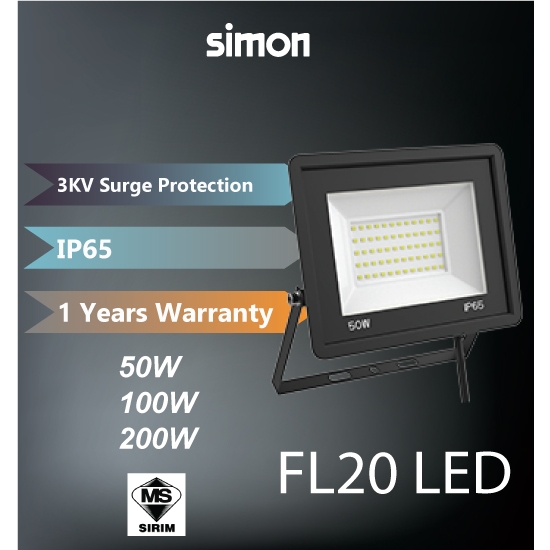 🔥1 Year Warranty🔥SIMON IP65 LED Flood Light Spotlight 30W / 50W 3000k ...