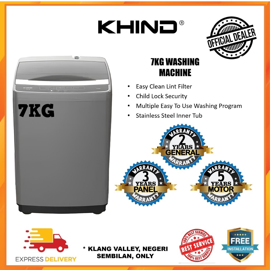 Khind 7KG Fully Auto Washing Machine Top Load With Detergent Dispenser ...
