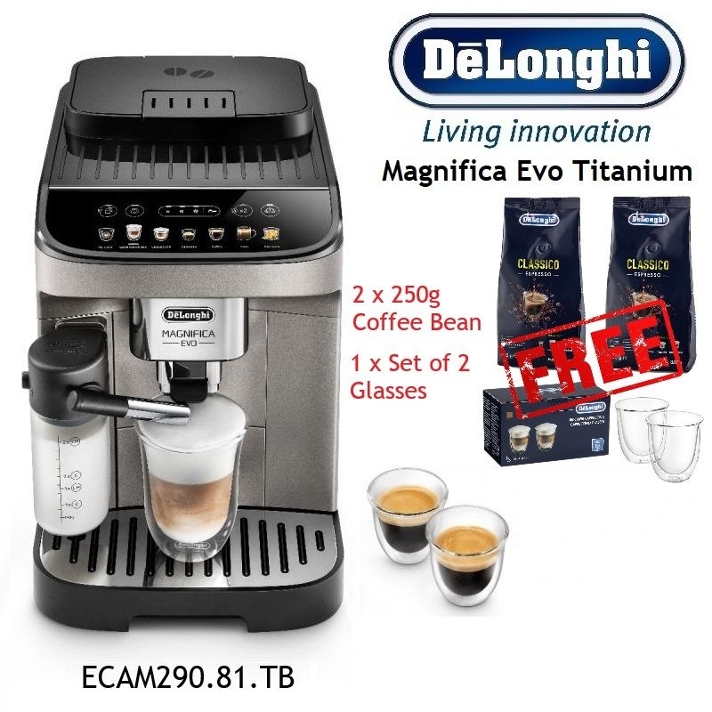 Delonghi ECAM290.81.TB Magnifica Evo Titanium Fully Automatic Coffee Machines (Black) Maker