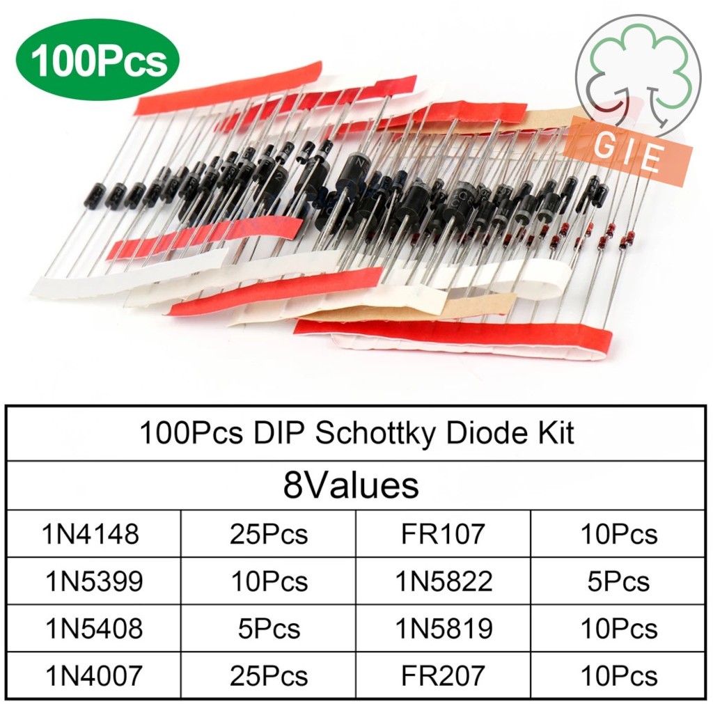 100PCS Schottky Diode Kit 1N4007 1N5408 1N5822 1N5819 | Shopee Malaysia