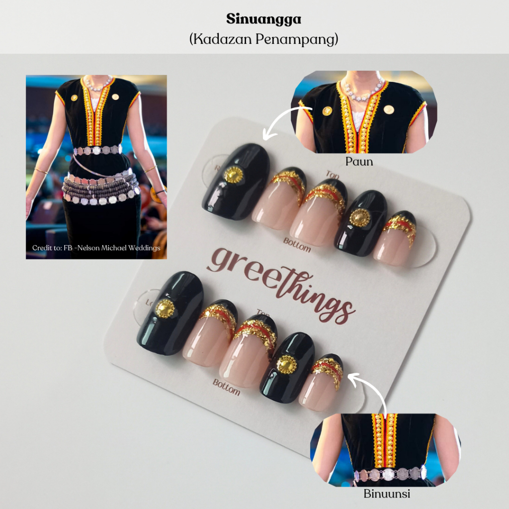 Handmade Press On Nails inspired by Sabah Traditional Costume (Baju ...