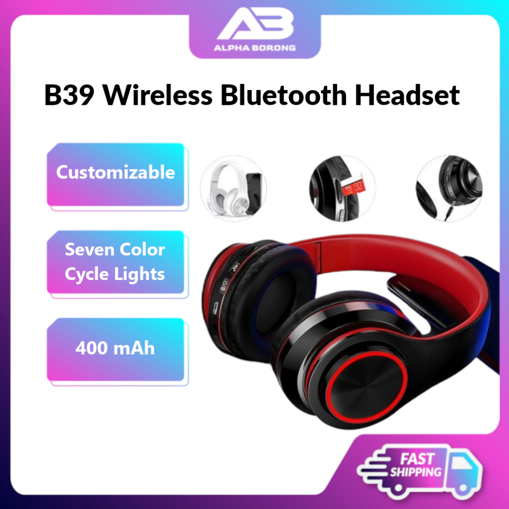 Alpha Borong B39 Wireless Headset Bluetooth 5.0 Colorful LED Bass ...