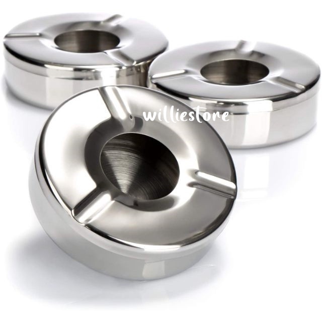 9.5cm Stainless Steel Ash Tray / Bekas Abu Rokok / Windproof Asbak ...